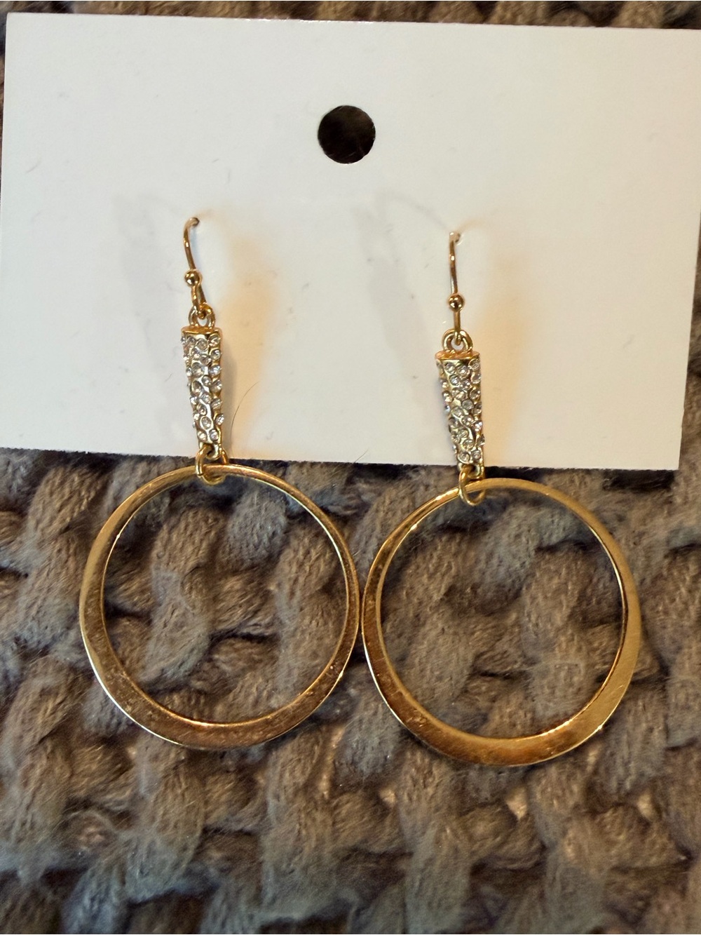 Botkier Gold Hoop Earrings with Crystal Bars
